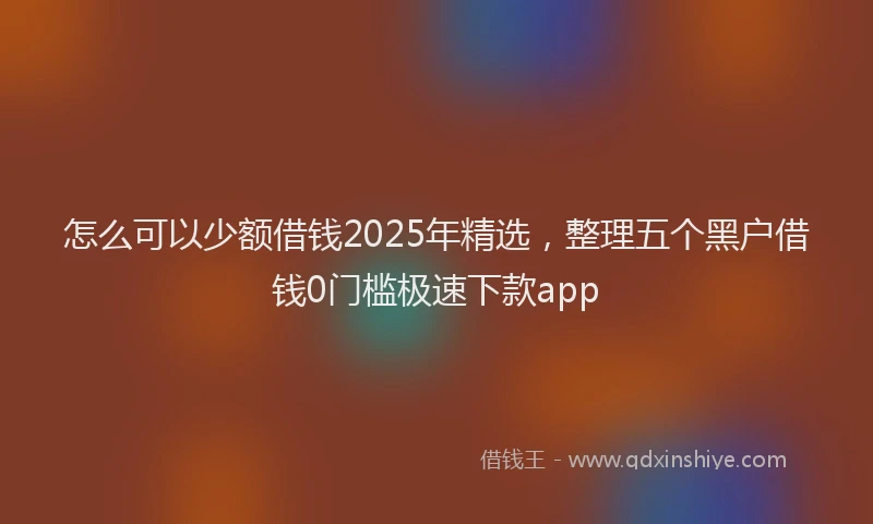 怎么可以少额借钱2025年精选，整理五个黑户借钱0门槛极速下款app