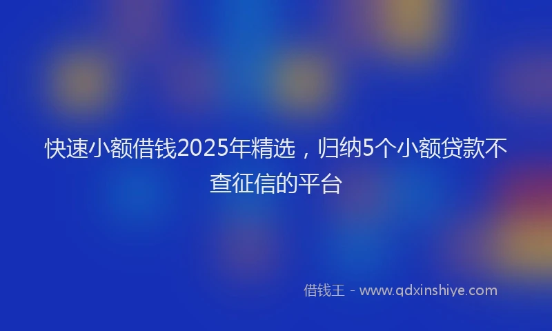 快速小额借钱2025年精选，归纳5个小额贷款不查征信的平台