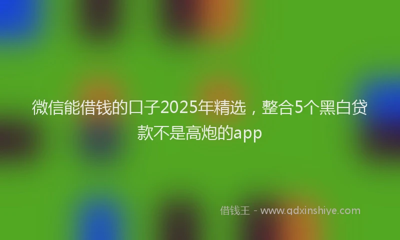 微信能借钱的口子2025年精选，整合5个黑白贷款不是高炮的app