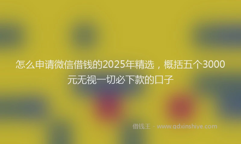 怎么申请微信借钱的2025年精选，概括五个3000元无视一切必下款的口子