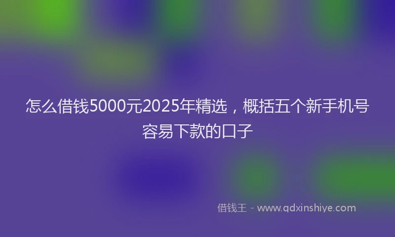 怎么借钱5000元2025年精选，概括五个新手机号容易下款的口子