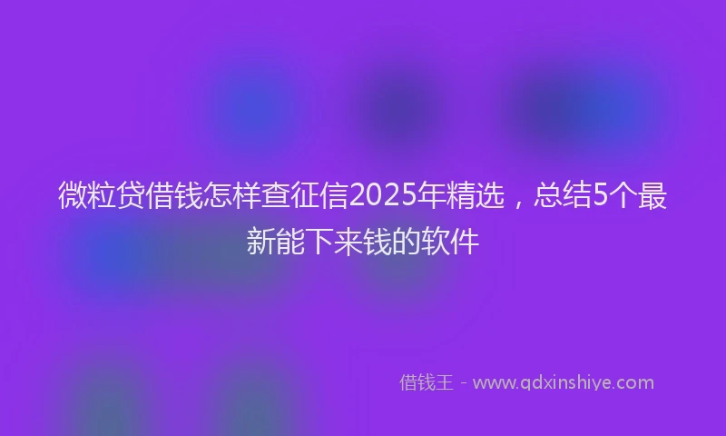 微粒贷借钱怎样查征信2025年精选，总结5个最新能下来钱的软件