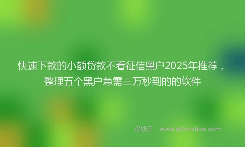 快速下款的小额贷款不看征信黑户2025年推荐，整理五个黑户急需三万秒到的的软件