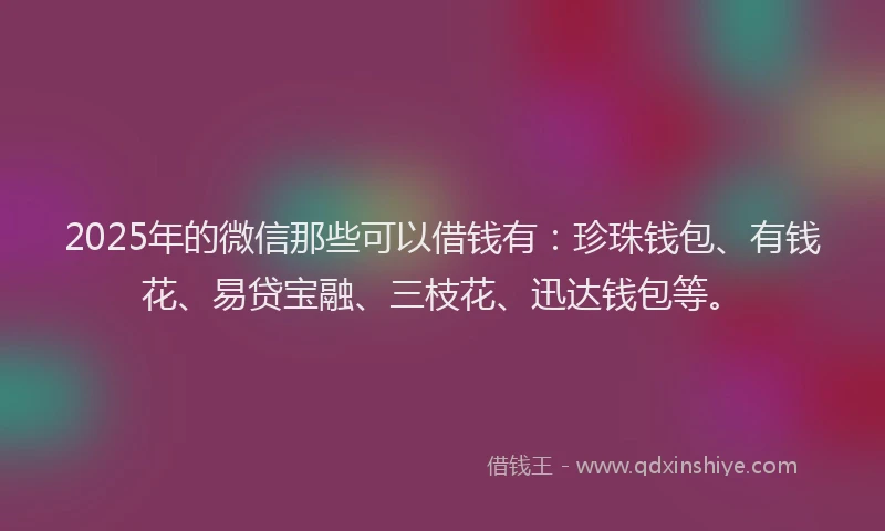 2025年的微信那些可以借钱有：珍珠钱包、有钱花、易贷宝融、三枝花、迅达钱包等。