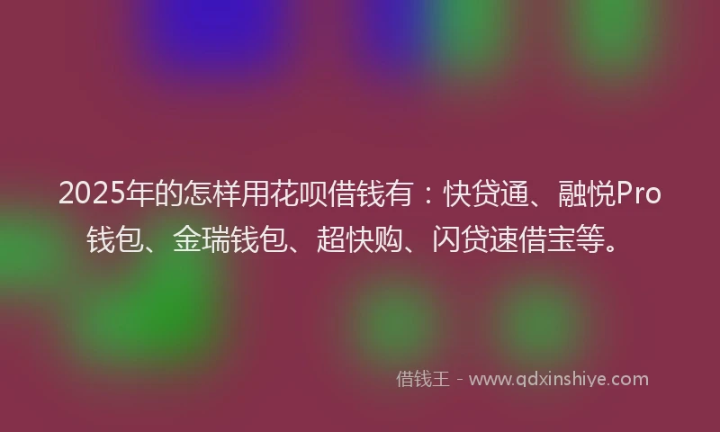 2025年的怎样用花呗借钱有：快贷通、融悦Pro钱包、金瑞钱包、超快购、闪贷速借宝等。