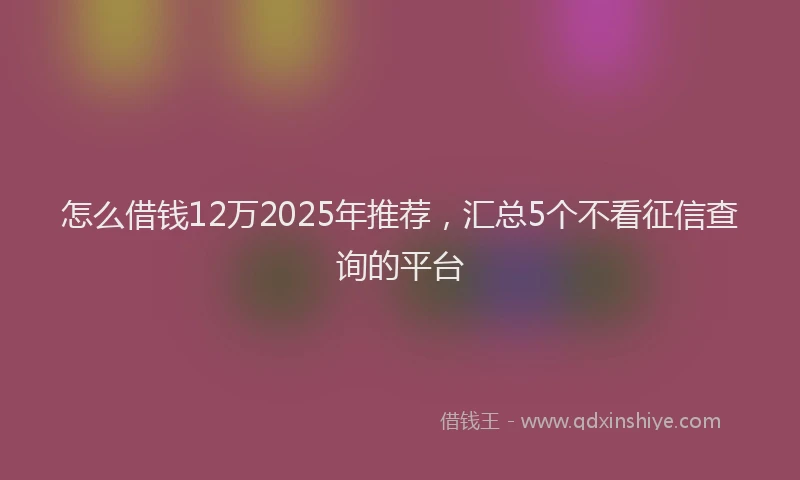 怎么借钱12万2025年推荐，汇总5个不看征信查询的平台
