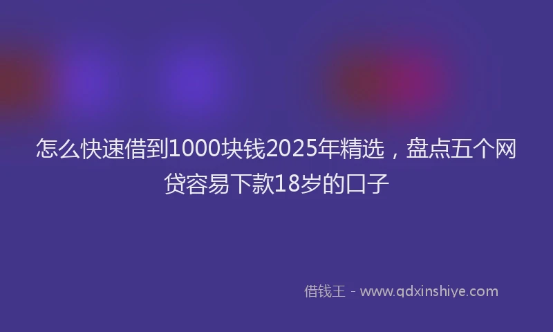 怎么快速借到1000块钱2025年精选，盘点五个网贷容易下款18岁的口子