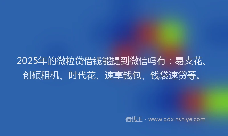 2025年的微粒贷借钱能提到微信吗有：易支花、创硕租机、时代花、速享钱包、钱袋速贷等。