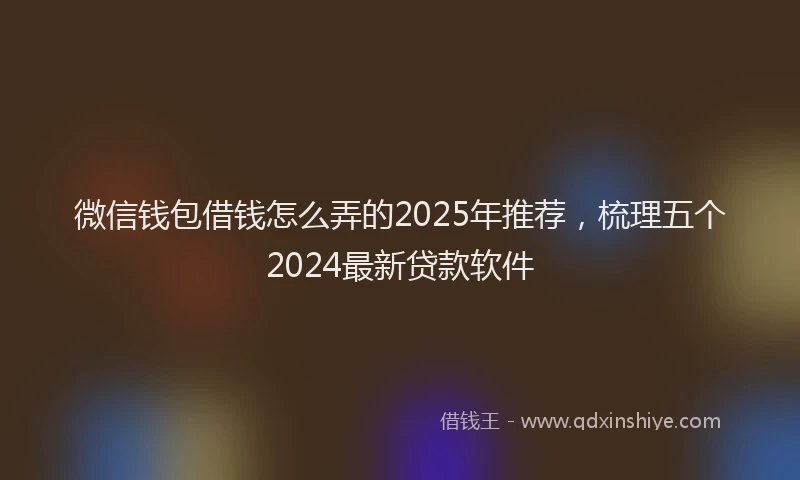 微信钱包借钱怎么弄的2025年推荐，梳理五个2024最新贷款软件