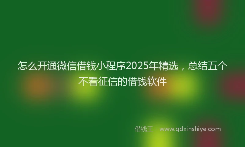 怎么开通微信借钱小程序2025年精选，总结五个不看征信的借钱软件