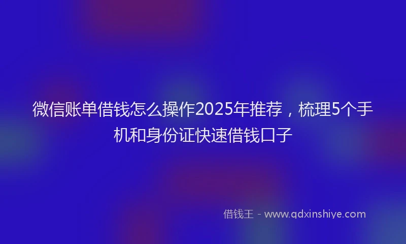 微信账单借钱怎么操作2025年推荐，梳理5个手机和身份证快速借钱口子