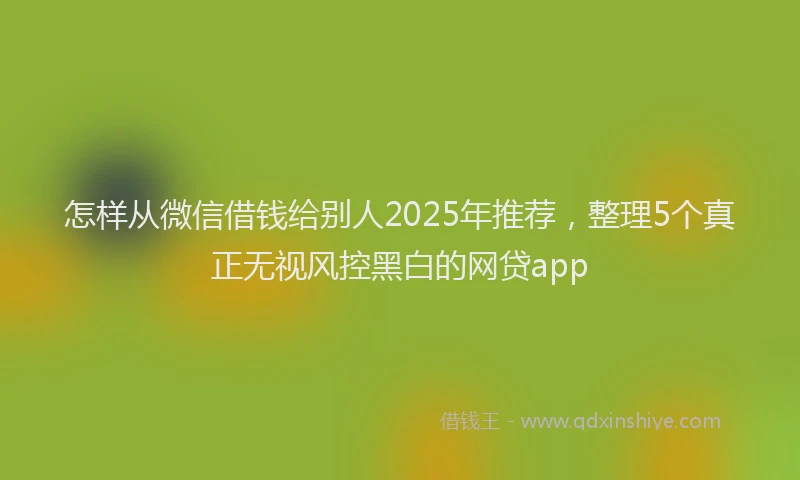 怎样从微信借钱给别人2025年推荐，整理5个真正无视风控黑白的网贷app