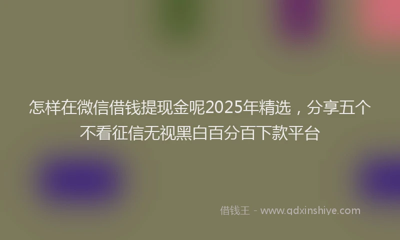 怎样在微信借钱提现金呢2025年精选，分享五个不看征信无视黑白百分百下款平台