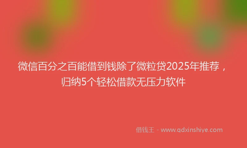 微信百分之百能借到钱除了微粒贷2025年推荐，归纳5个轻松借款无压力软件