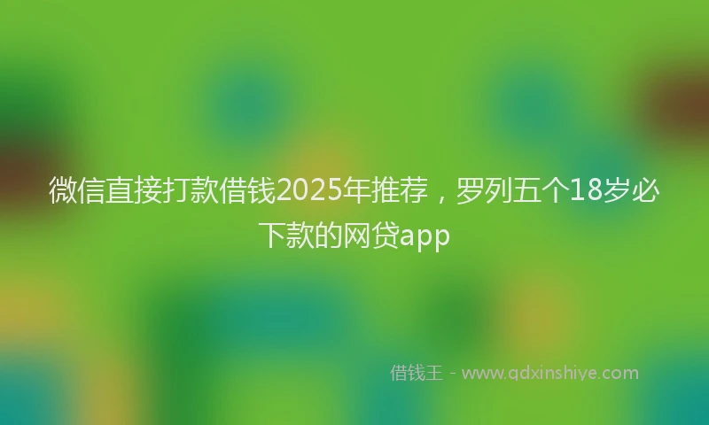 微信直接打款借钱2025年推荐，罗列五个18岁必下款的网贷app