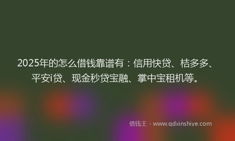 2025年的怎么借钱靠谱有：信用快贷、桔多多、平安i贷、现金秒贷宝融、掌中宝租机等。