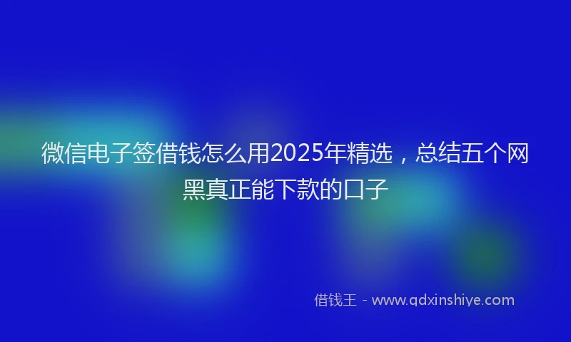 微信电子签借钱怎么用2025年精选，总结五个网黑真正能下款的口子
