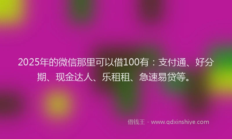 2025年的微信那里可以借100有：支付通、好分期、现金达人、乐租租、急速易贷等。