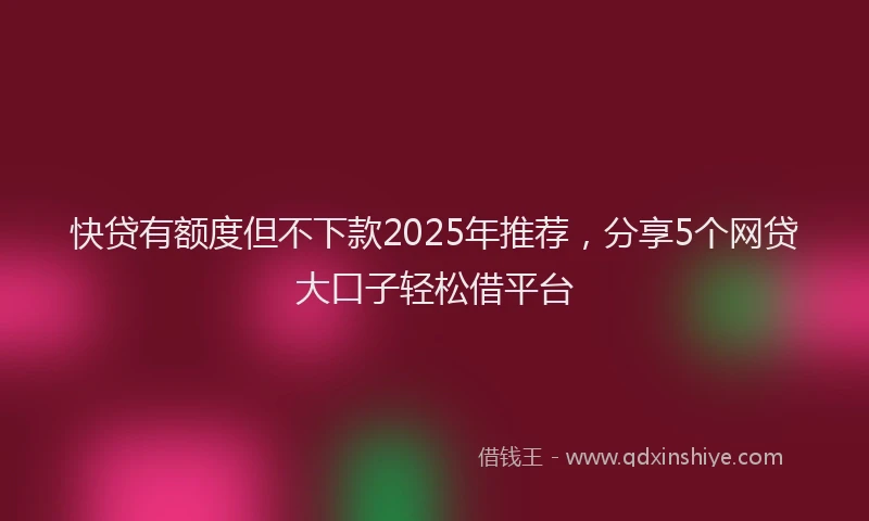 快贷有额度但不下款2025年推荐，分享5个网贷大口子轻松借平台