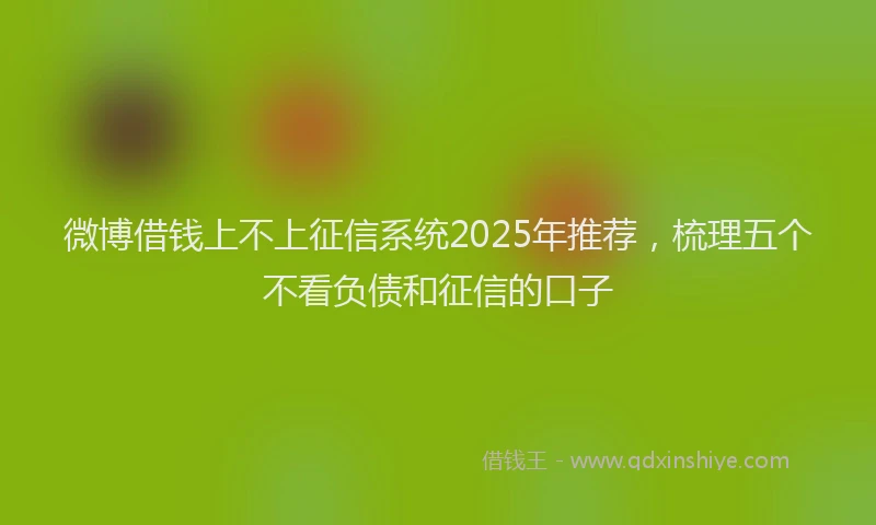 微博借钱上不上征信系统2025年推荐，梳理五个不看负债和征信的口子