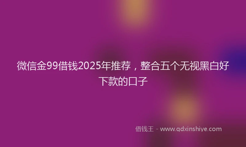 微信金99借钱2025年推荐，整合五个无视黑白好下款的口子