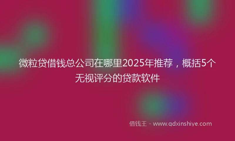 微粒贷借钱总公司在哪里2025年推荐，概括5个无视评分的贷款软件