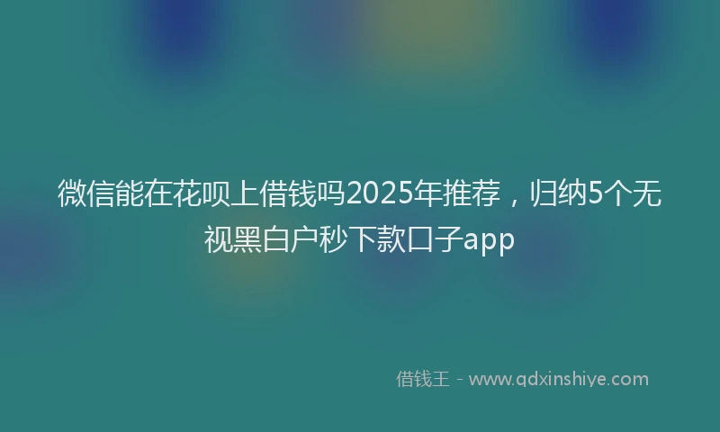微信能在花呗上借钱吗2025年推荐，归纳5个无视黑白户秒下款口子app