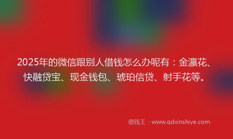 2025年的微信跟别人借钱怎么办呢有：金瀛花、快融贷宝、现金钱包、琥珀信贷、射手花等。