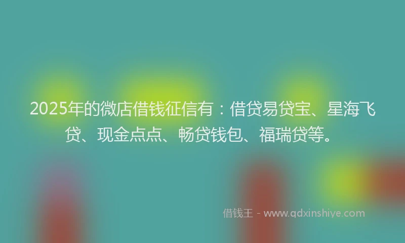 2025年的微店借钱征信有：借贷易贷宝、星海飞贷、现金点点、畅贷钱包、福瑞贷等。