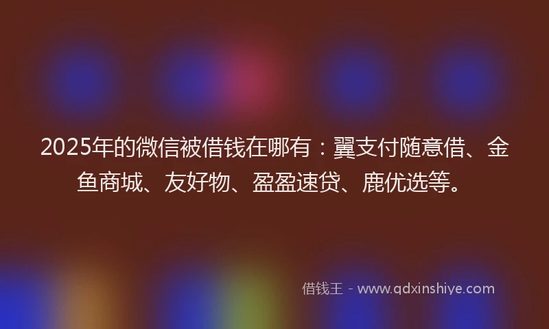 2025年的微信被借钱在哪有：翼支付随意借、金鱼商城、友好物、盈盈速贷、鹿优选等。