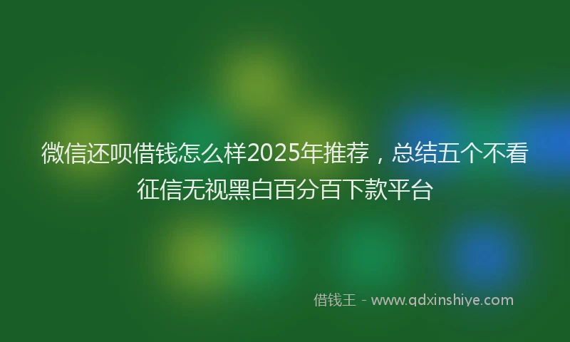 微信还呗借钱怎么样2025年推荐，总结五个不看征信无视黑白百分百下款平台