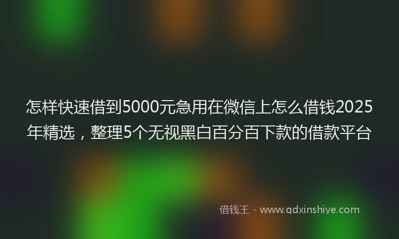 怎样快速借到5000元急用在微信上怎么借钱2025年精选，整理5个无视黑白百分百下款的借款平台