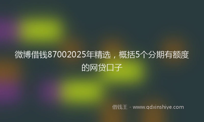 微博借钱87002025年精选，概括5个分期有额度的网贷口子