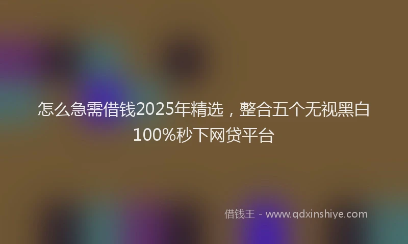 怎么急需借钱2025年精选，整合五个无视黑白100%秒下网贷平台
