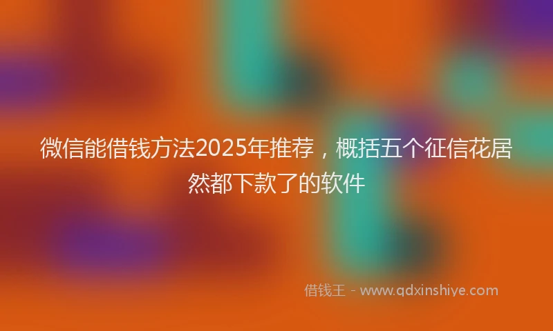 微信能借钱方法2025年推荐，概括五个征信花居然都下款了的软件