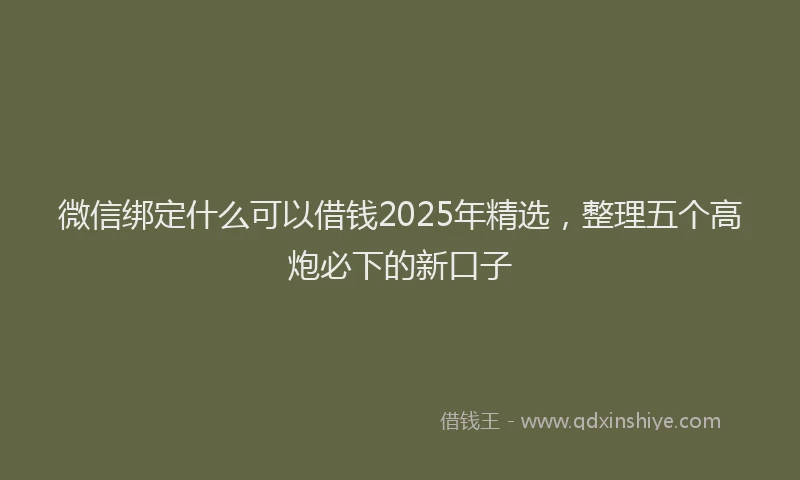 微信绑定什么可以借钱2025年精选，整理五个高炮必下的新口子