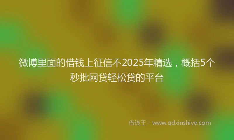 微博里面的借钱上征信不2025年精选，概括5个秒批网贷轻松贷的平台