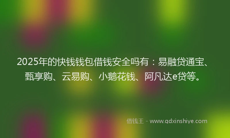 2025年的快钱钱包借钱安全吗有：易融贷通宝、甄享购、云易购、小鹅花钱、阿凡达e贷等。