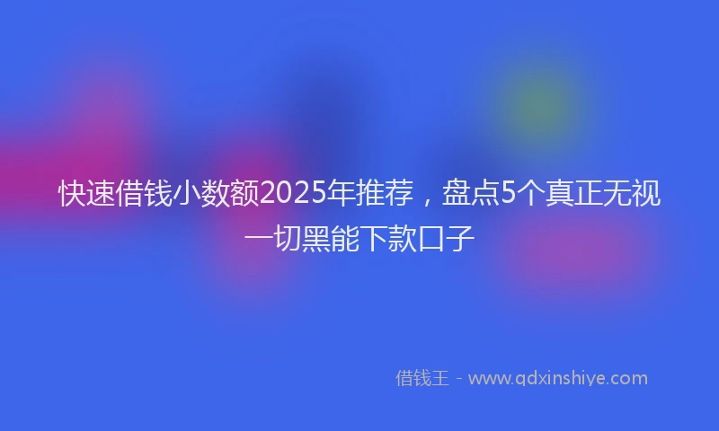 快速借钱小数额2025年推荐，盘点5个真正无视一切黑能下款口子