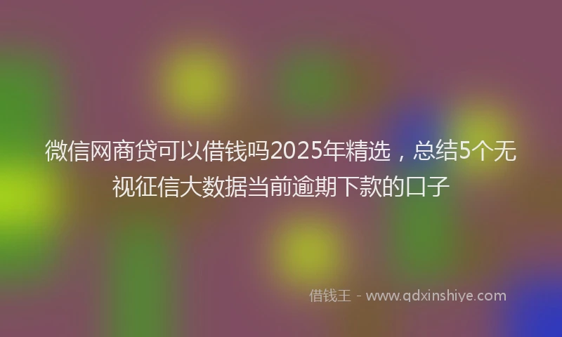 微信网商贷可以借钱吗2025年精选，总结5个无视征信大数据当前逾期下款的口子