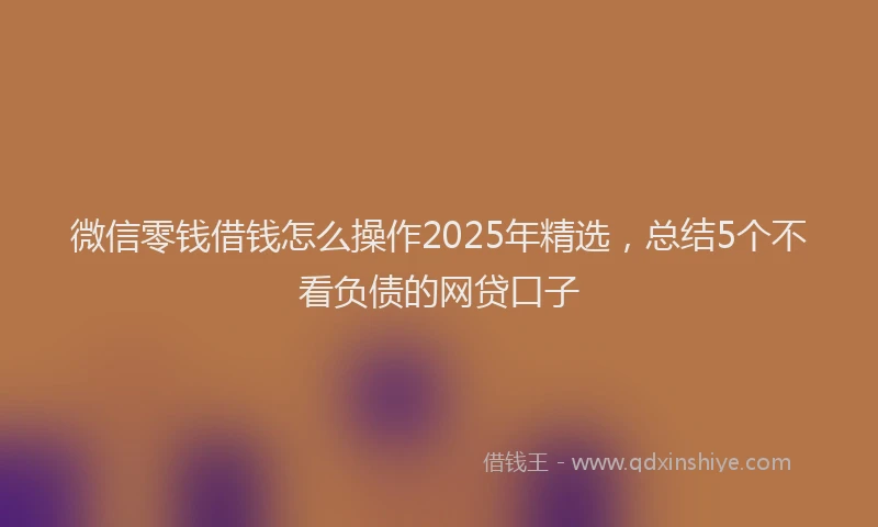 微信零钱借钱怎么操作2025年精选，总结5个不看负债的网贷口子