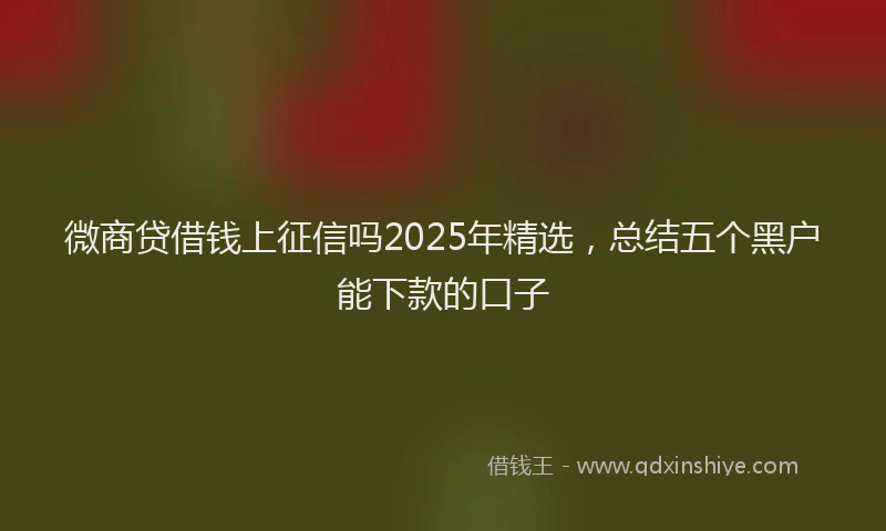 微商贷借钱上征信吗2025年精选，总结五个黑户能下款的口子