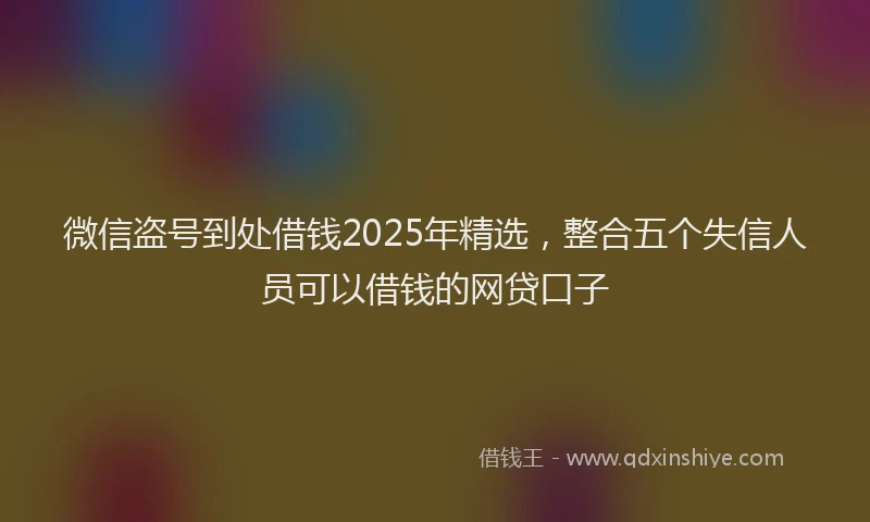 微信盗号到处借钱2025年精选，整合五个失信人员可以借钱的网贷口子