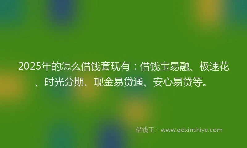 2025年的怎么借钱套现有：借钱宝易融、极速花、时光分期、现金易贷通、安心易贷等。