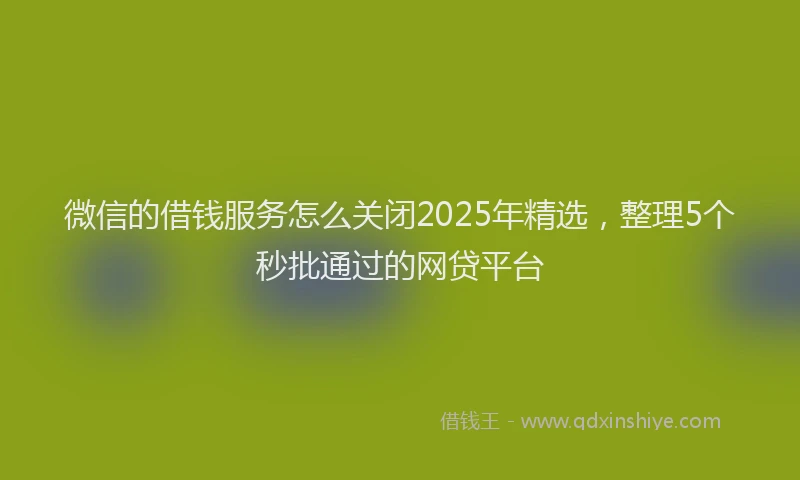 微信的借钱服务怎么关闭2025年精选，整理5个秒批通过的网贷平台