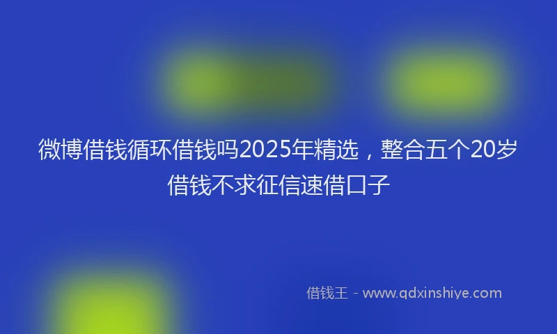 微博借钱循环借钱吗2025年精选，整合五个20岁借钱不求征信速借口子