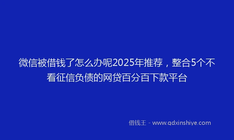 微信被借钱了怎么办呢2025年推荐，整合5个不看征信负债的网贷百分百下款平台
