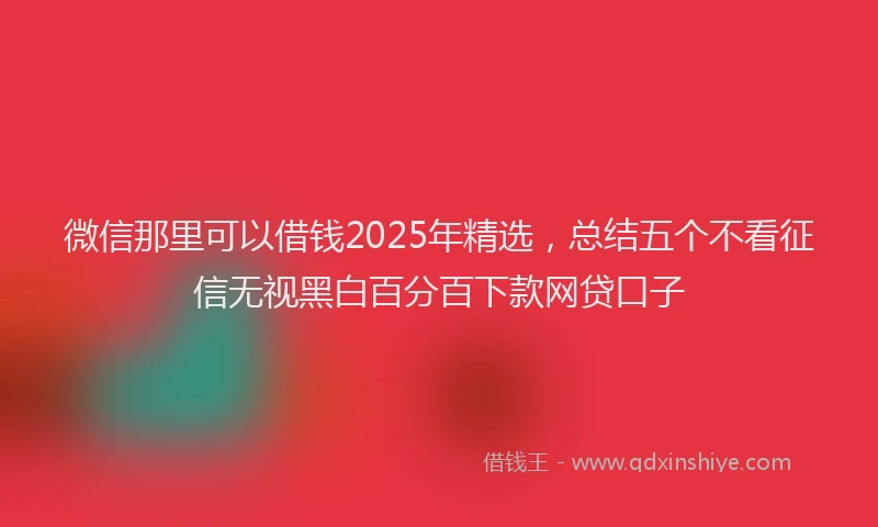 微信那里可以借钱2025年精选，总结五个不看征信无视黑白百分百下款网贷口子