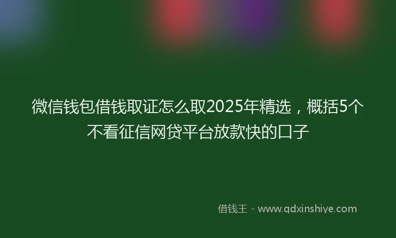 微信钱包借钱取证怎么取2025年精选，概括5个不看征信网贷平台放款快的口子