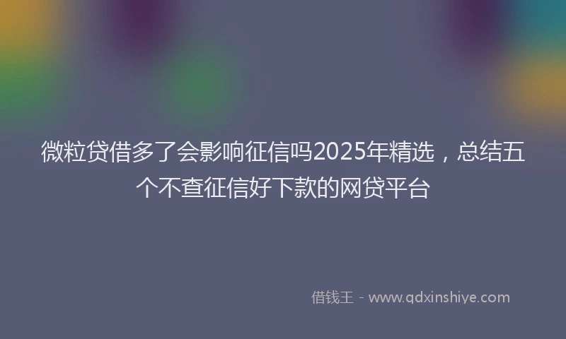 微粒贷借多了会影响征信吗2025年精选，总结五个不查征信好下款的网贷平台